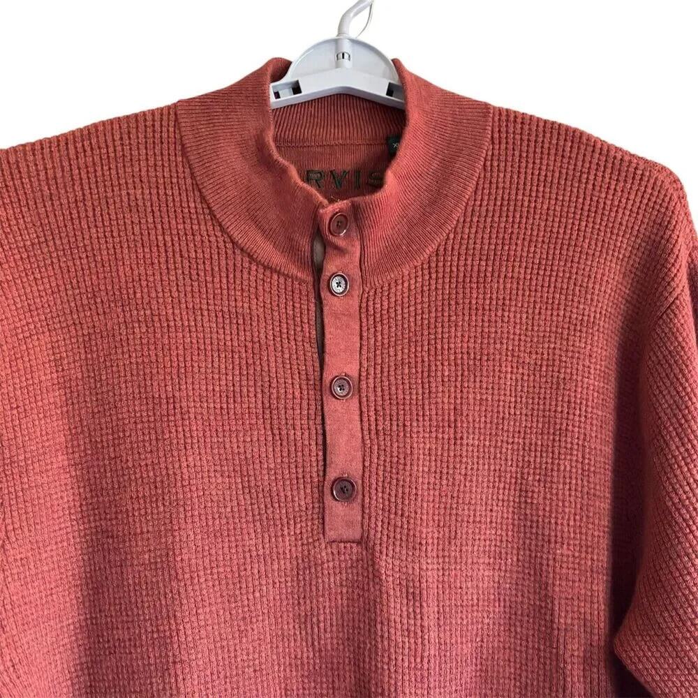 Orvis Men's Size Xl Rust Orange Button Front Meri… - image 2
